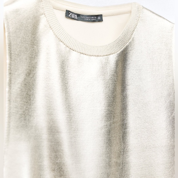 Zara | Metallic Gold Soft Knit Top - Picture 6 of 14